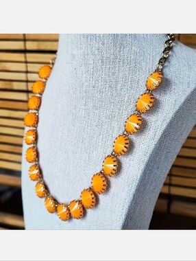 J. Crew Venus Flytrap Fly Trap Claw Prong Rivoli Stones Orange Sherbet Necklace